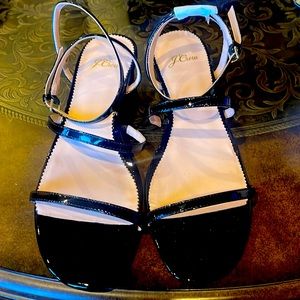 NEW J. Crew patent black dress sandals